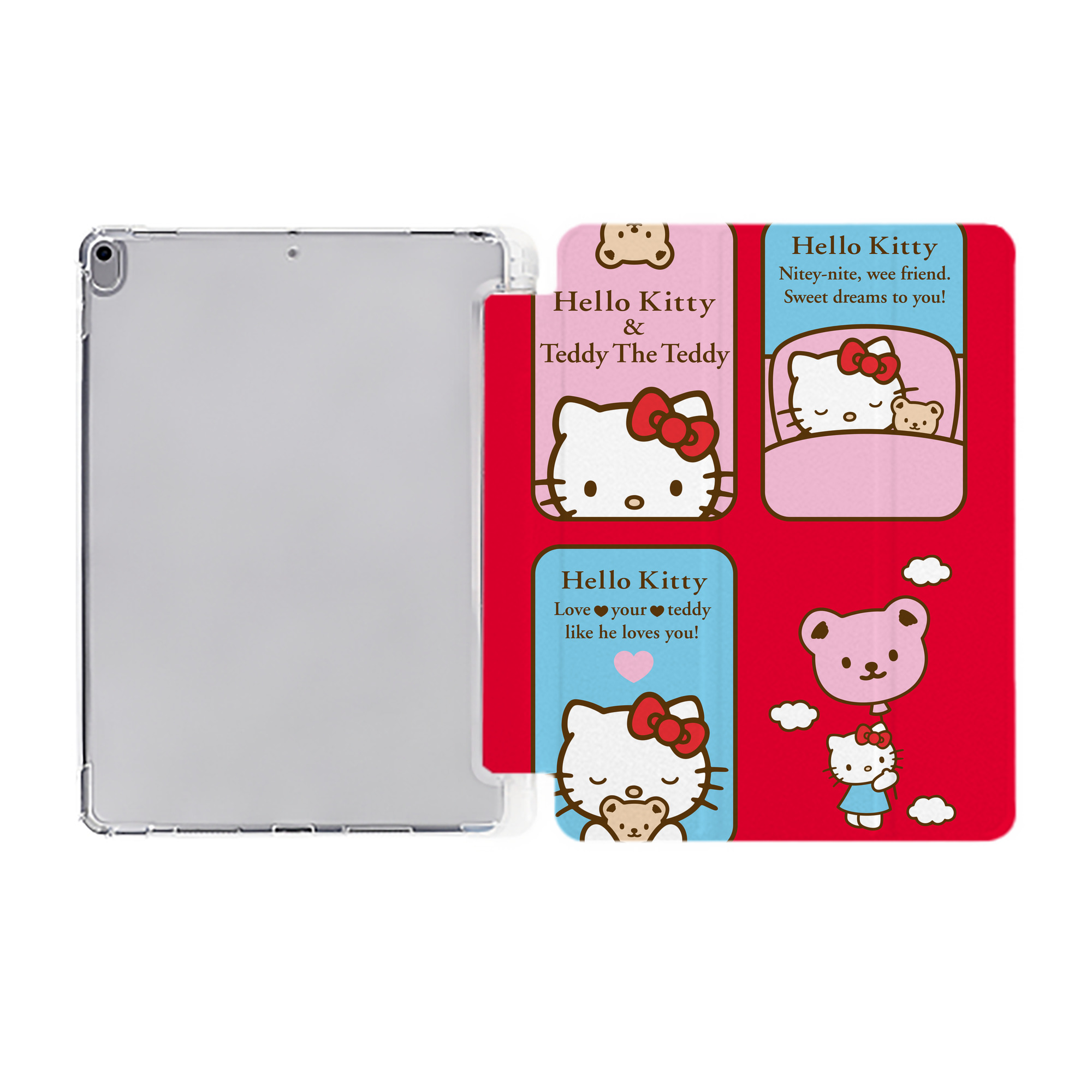 （画像用） Hello Kitty ハローキティ IPad ケース ペン収納付き 三つ折りスタンド PUレザー×シリコン 対応機種9.5/10.5/10.9インチ